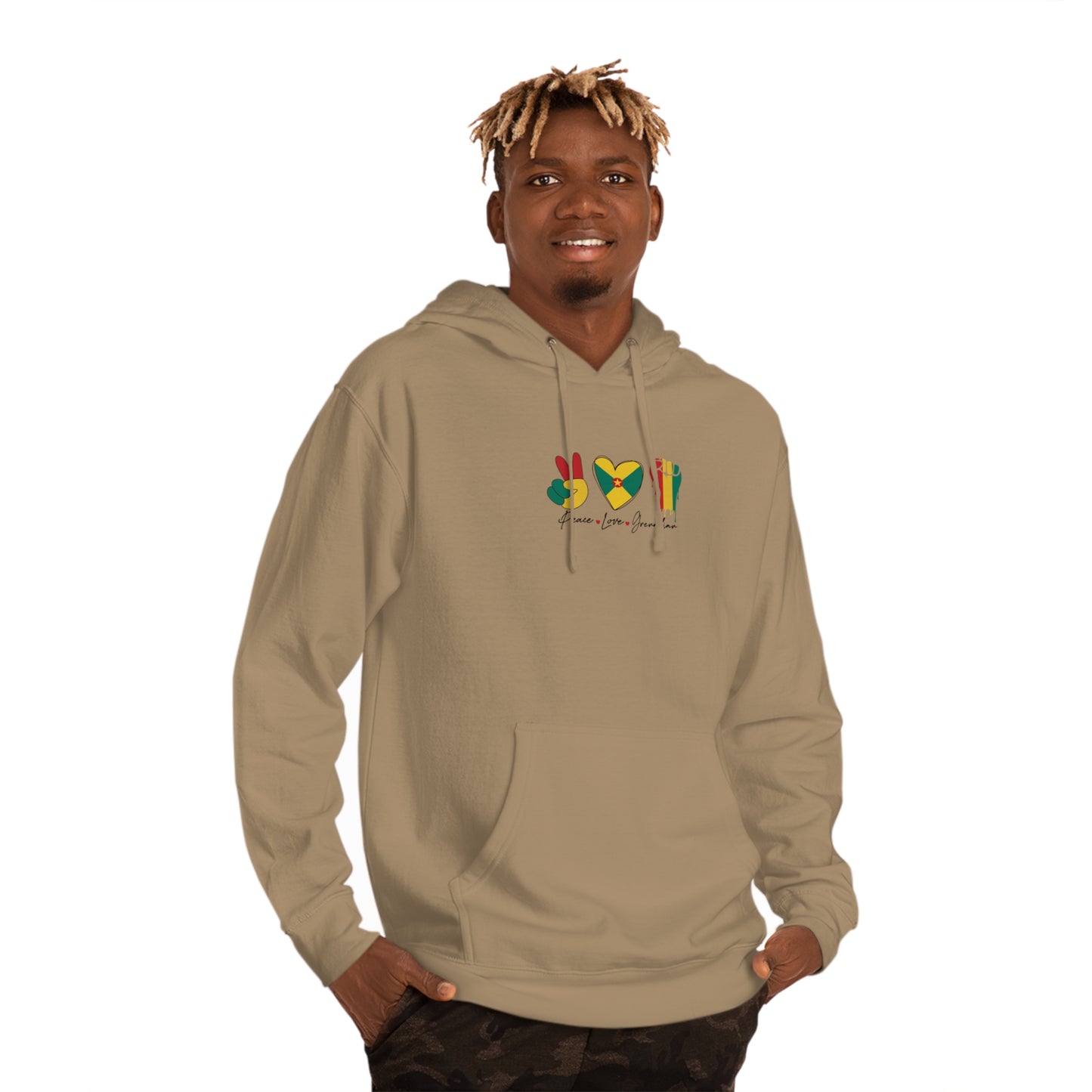 Peace love Grenadian Essential Unisex Hooded Sweatshirt