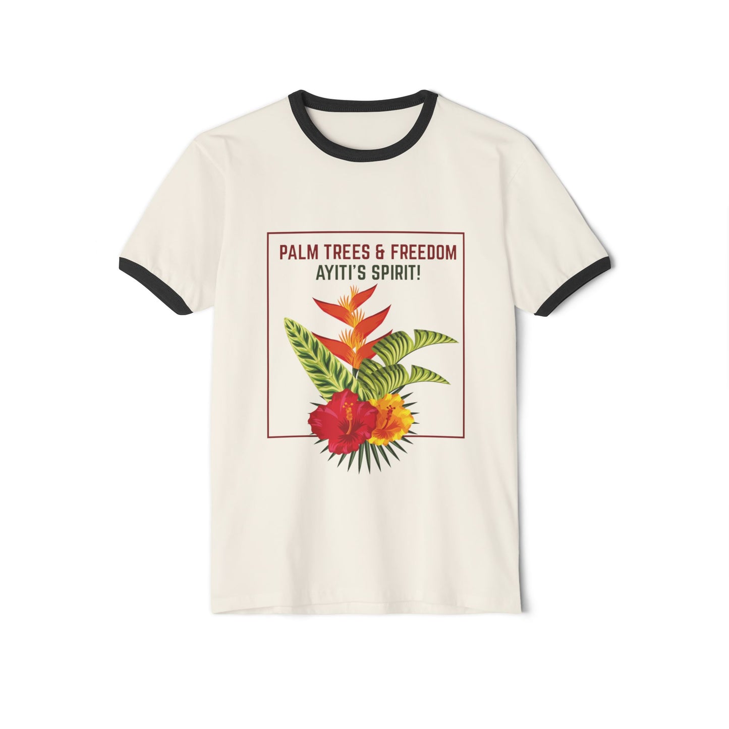 Unisex Haïtiaans bloemen T-shirt, Ayiti-spirit, geliefd Haïti, trots op de identiteit van het eiland