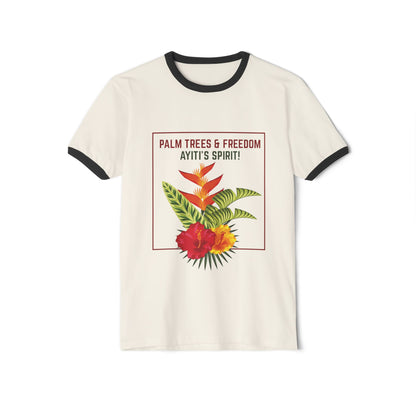 Unisex Haïtiaans bloemen T-shirt, Ayiti-spirit, geliefd Haïti, trots op de identiteit van het eiland