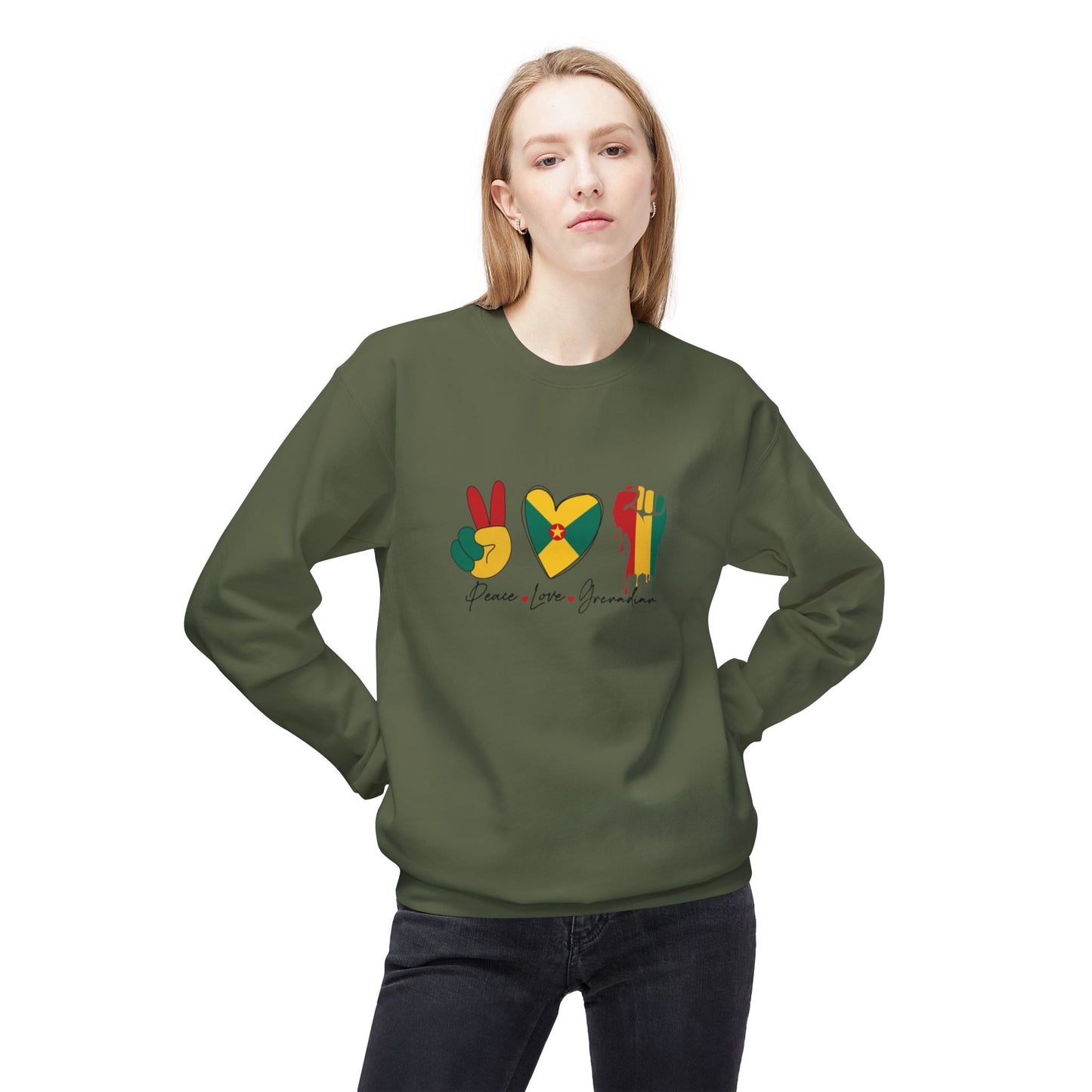 Peace love Grenadian Essential T-Shirt Softstyle Fleece Crewneck Sweatshirt