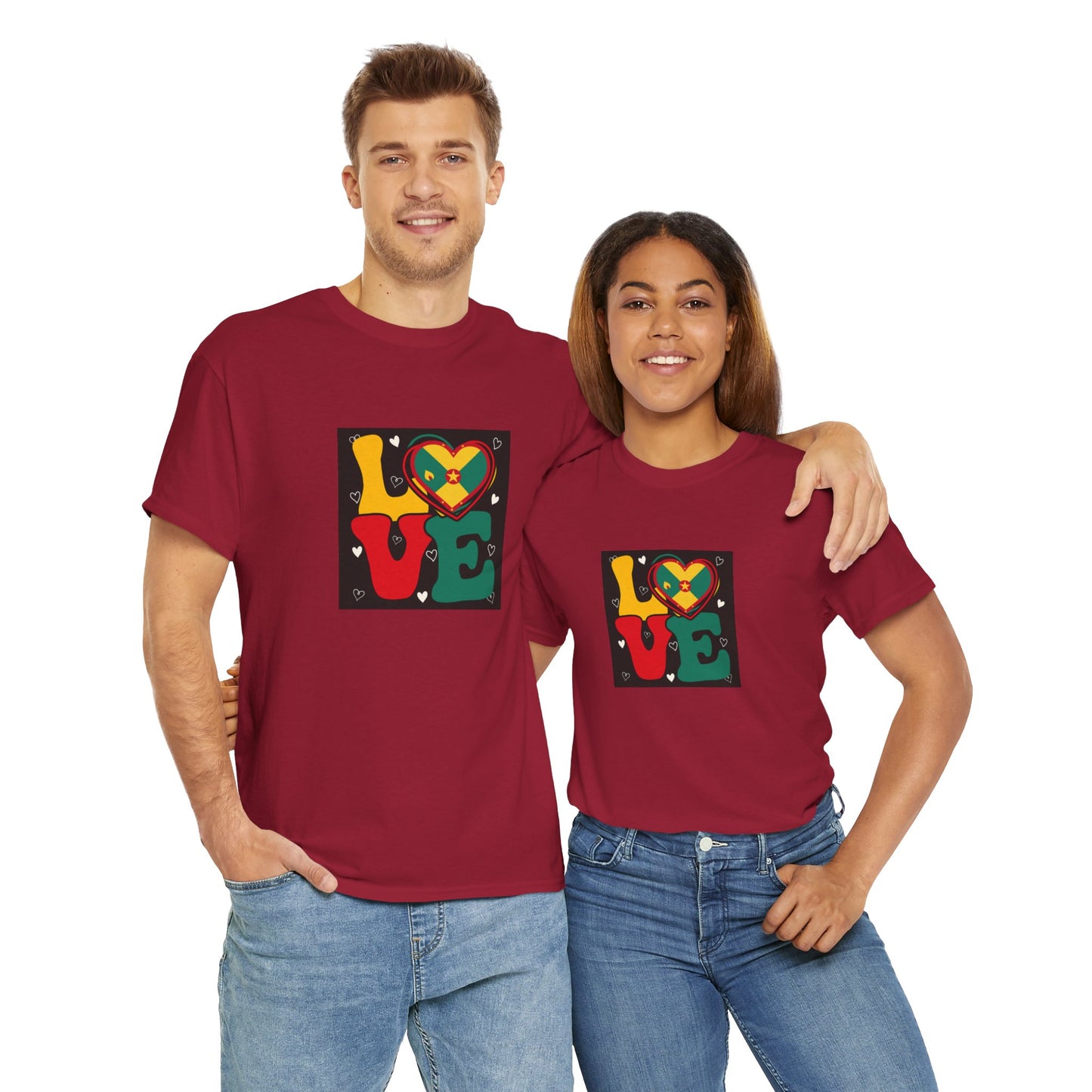 Love Grenada Heart Shaped Unisex Heavy Cotton Tee