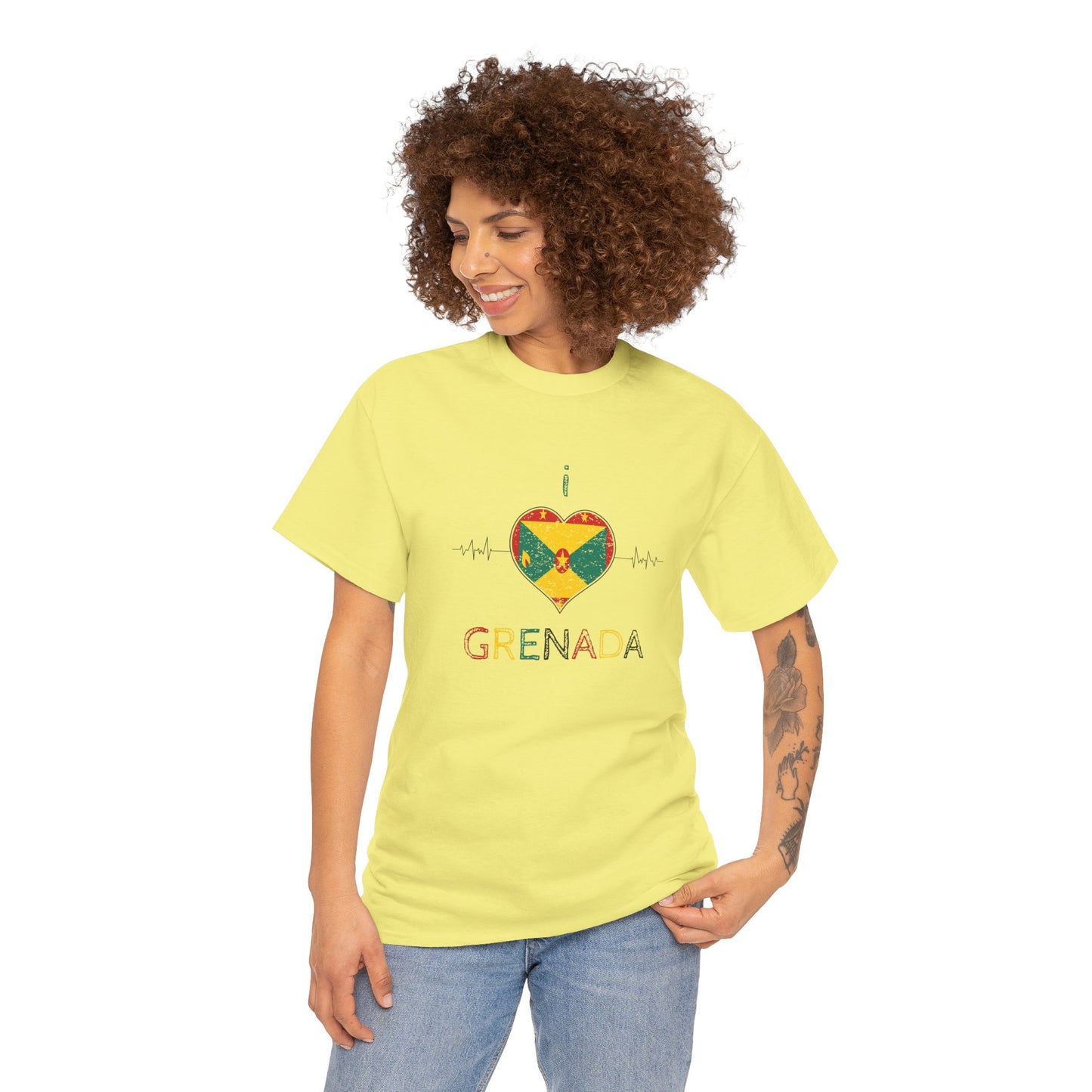 Ik hou van Grenada hartvormige vlag unisex zwaar katoenen T-shirt 