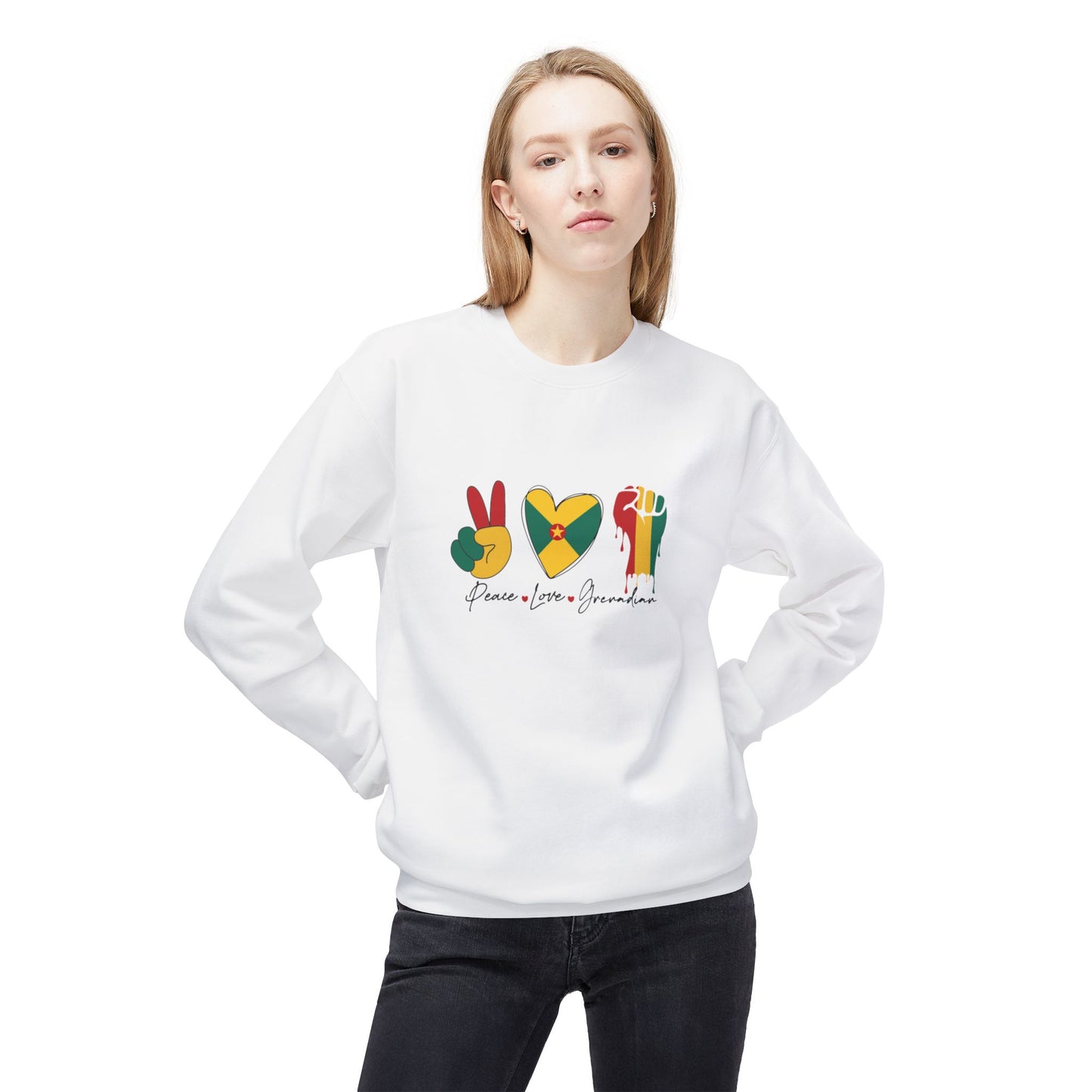 Peace love Grenadian Essential T-Shirt Softstyle Fleece Crewneck Sweatshirt