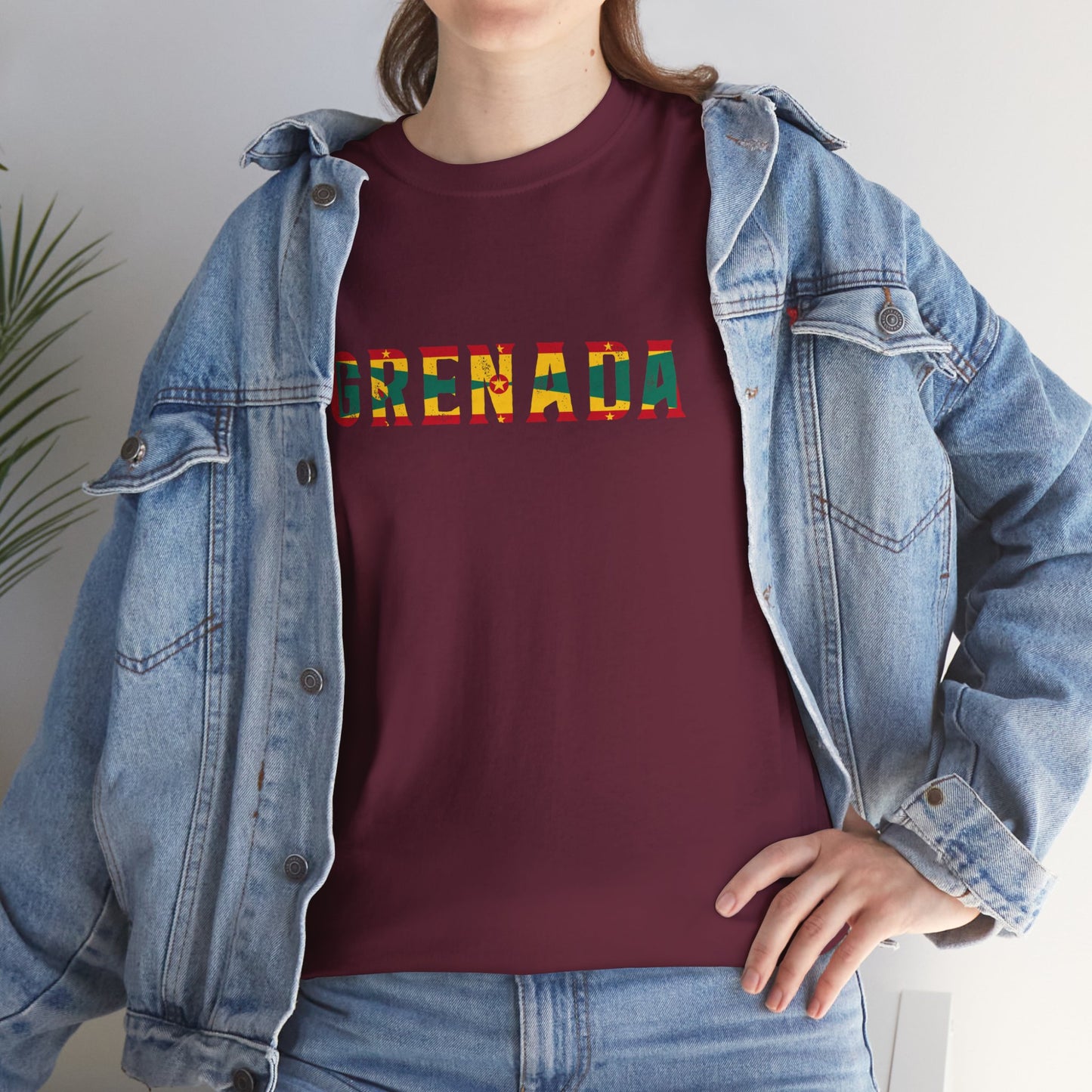 Grenada Text Flag Unisex Heavy Cotton Tee