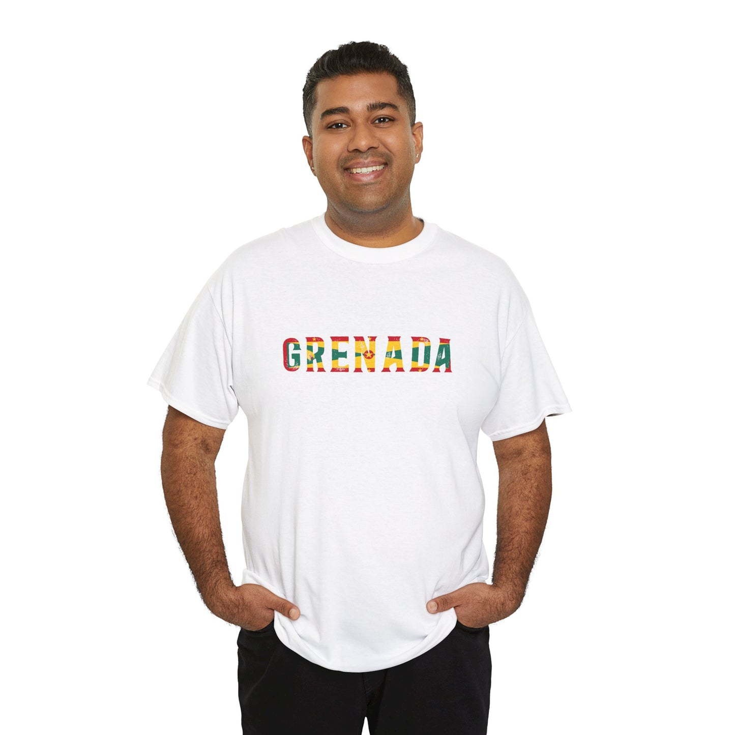 Grenada Text Flag Unisex Heavy Cotton Tee