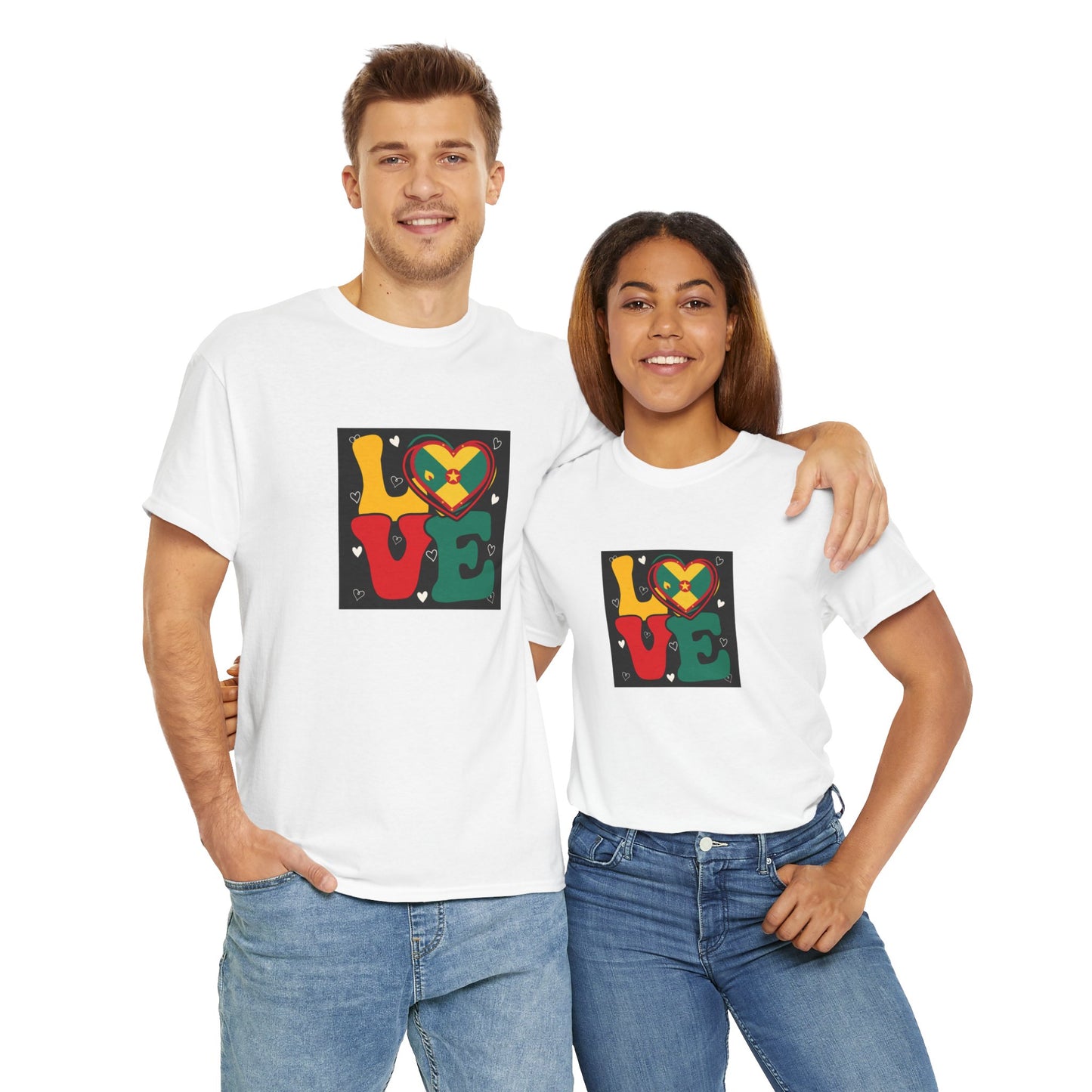 Love Grenada Heart Shaped Unisex Heavy Cotton Tee