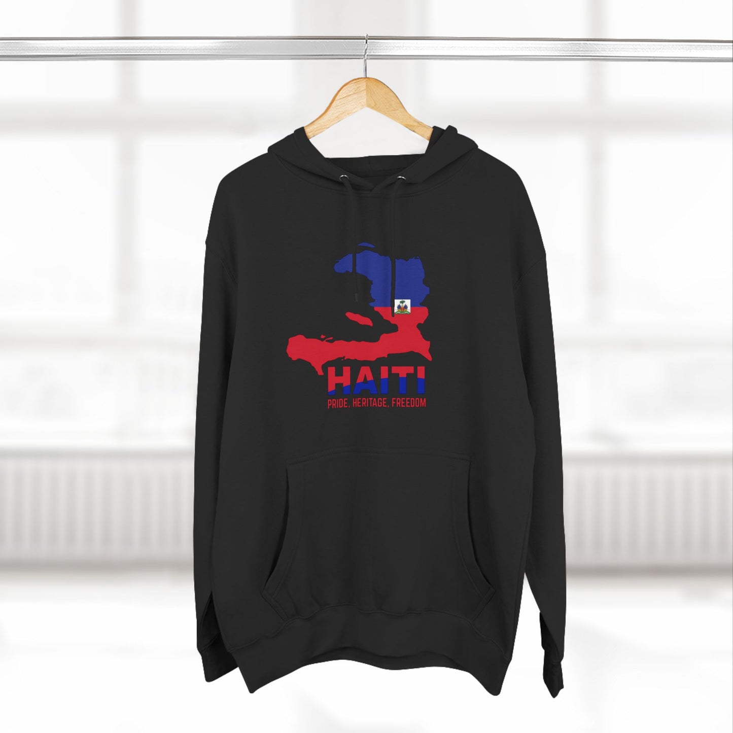 Three-Panel Fleece Hoodie HAITI Hoodie, Flag and map hoodie