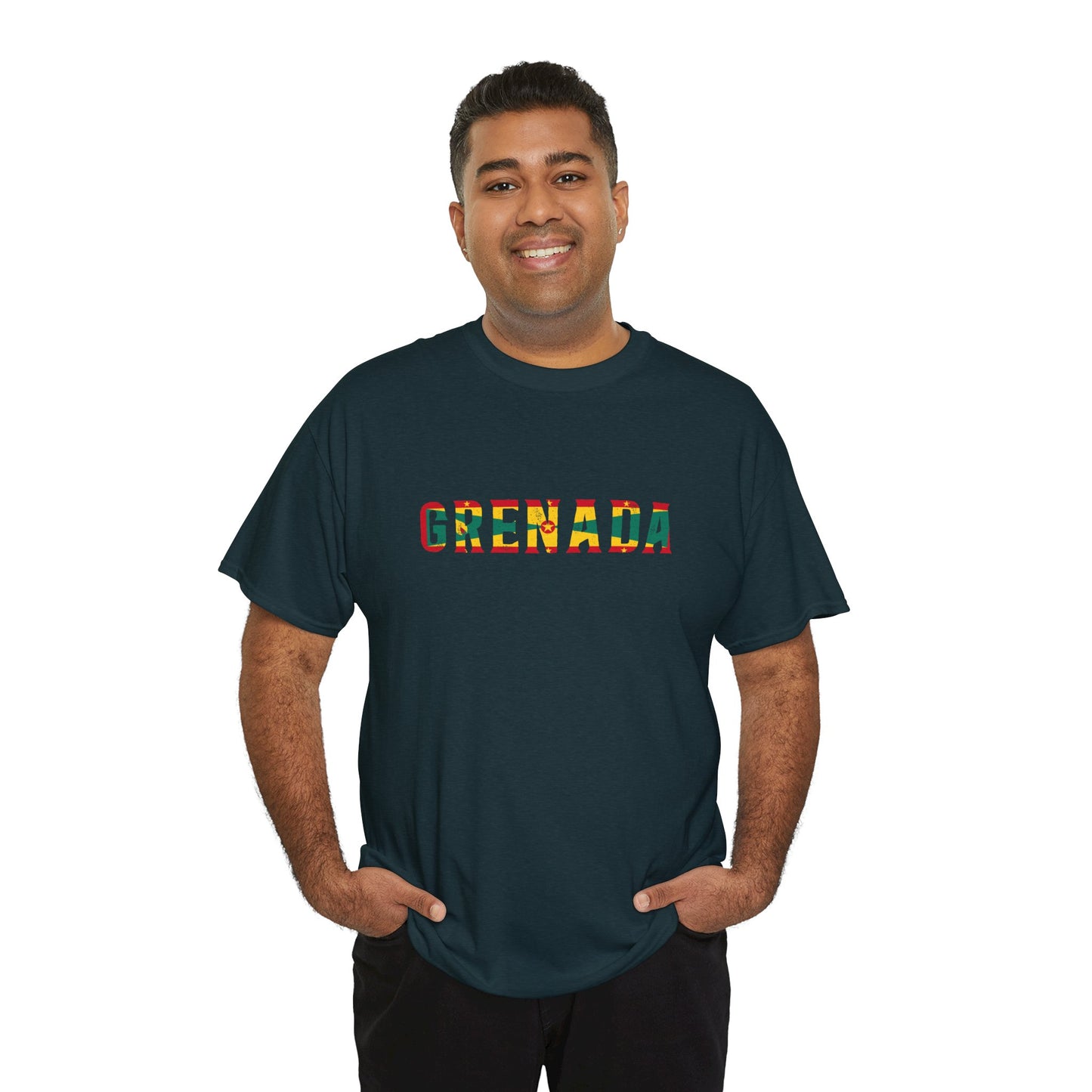 Grenada Text Flag Unisex Heavy Cotton Tee