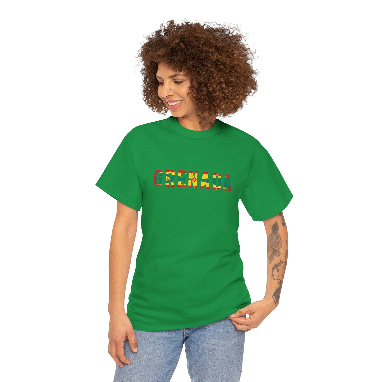 Grenada Text Flag Unisex Heavy Cotton Tee