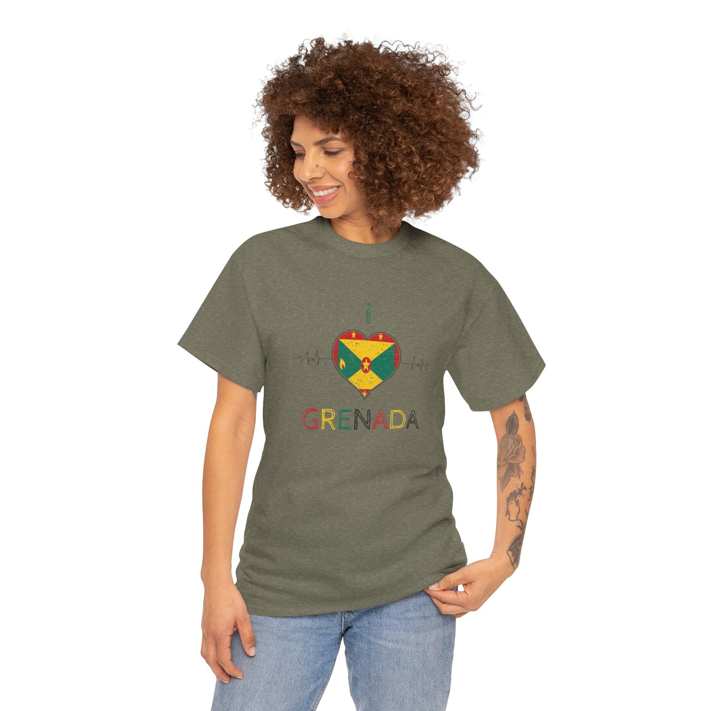 Ik hou van Grenada hartvormige vlag unisex zwaar katoenen T-shirt 