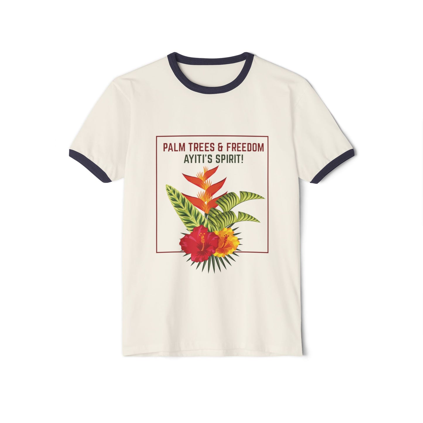 Unisex Haïtiaans bloemen T-shirt, Ayiti-spirit, geliefd Haïti, trots op de identiteit van het eiland