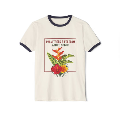 Unisex Haïtiaans bloemen T-shirt, Ayiti-spirit, geliefd Haïti, trots op de identiteit van het eiland