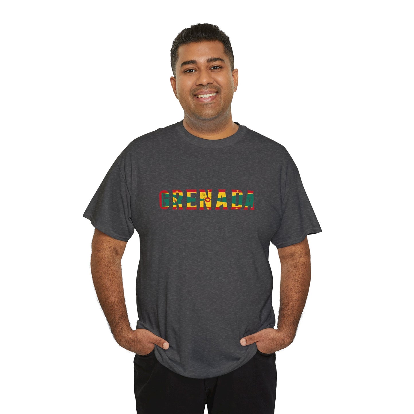 Grenada Text Flag Unisex Heavy Cotton Tee