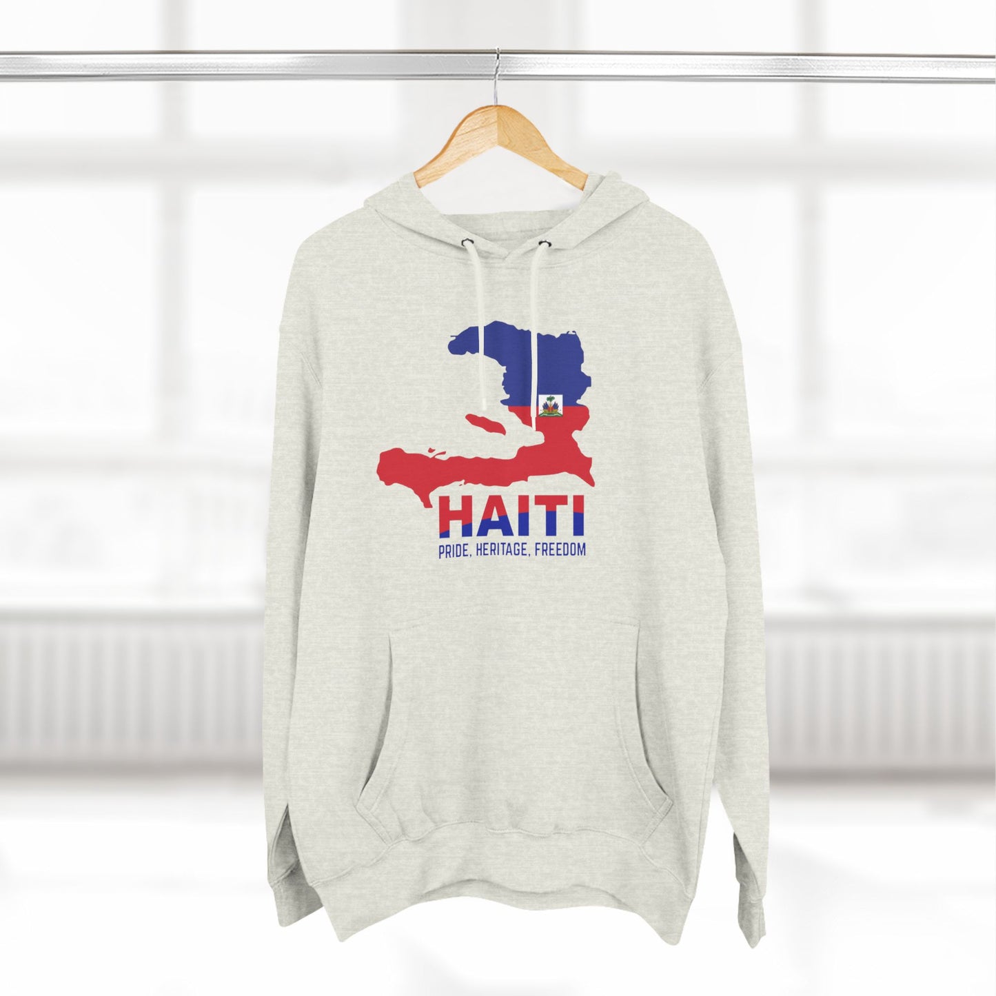 Three-Panel Fleece Hoodie HAITI Hoodie, Flag and map hoodie