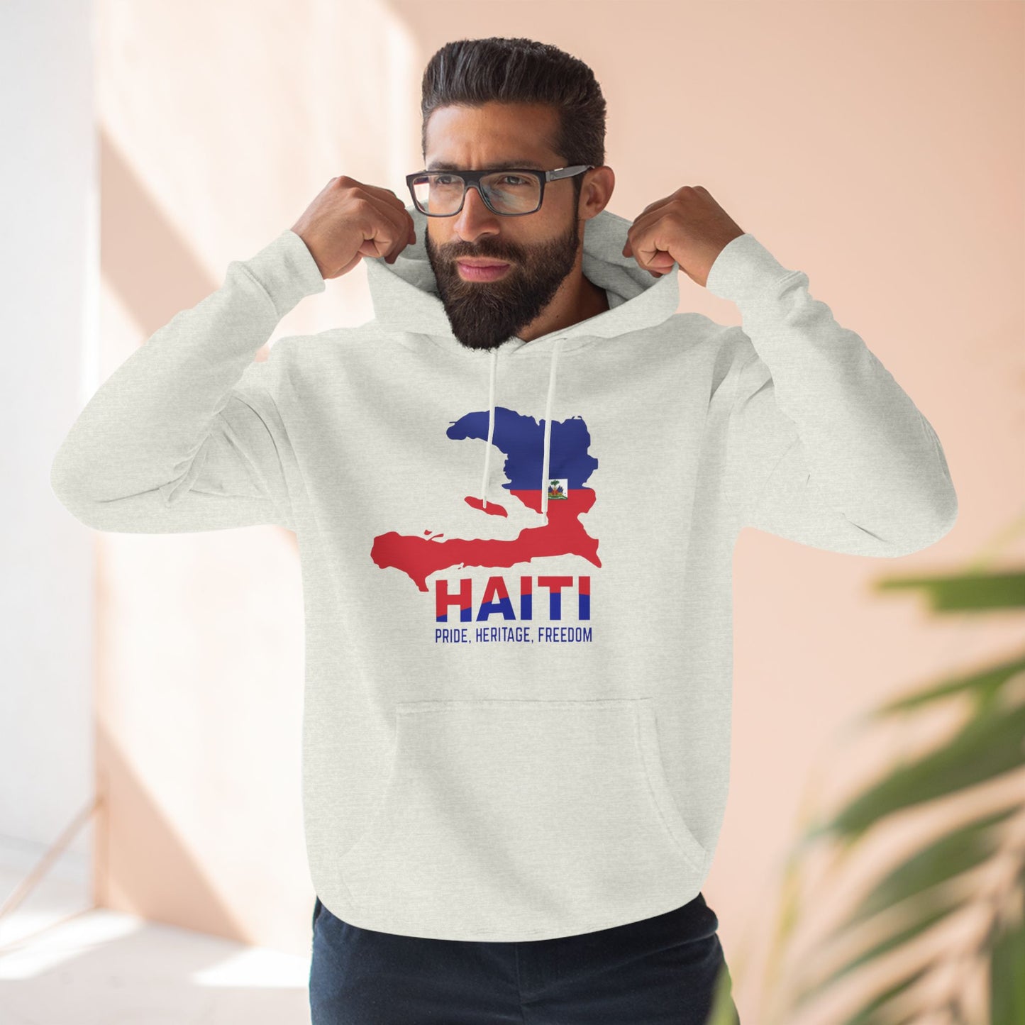 Three-Panel Fleece Hoodie HAITI Hoodie, Flag and map hoodie