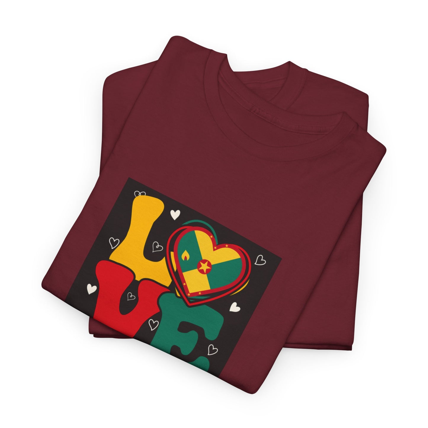 Love Grenada Heart Shaped Unisex Heavy Cotton Tee