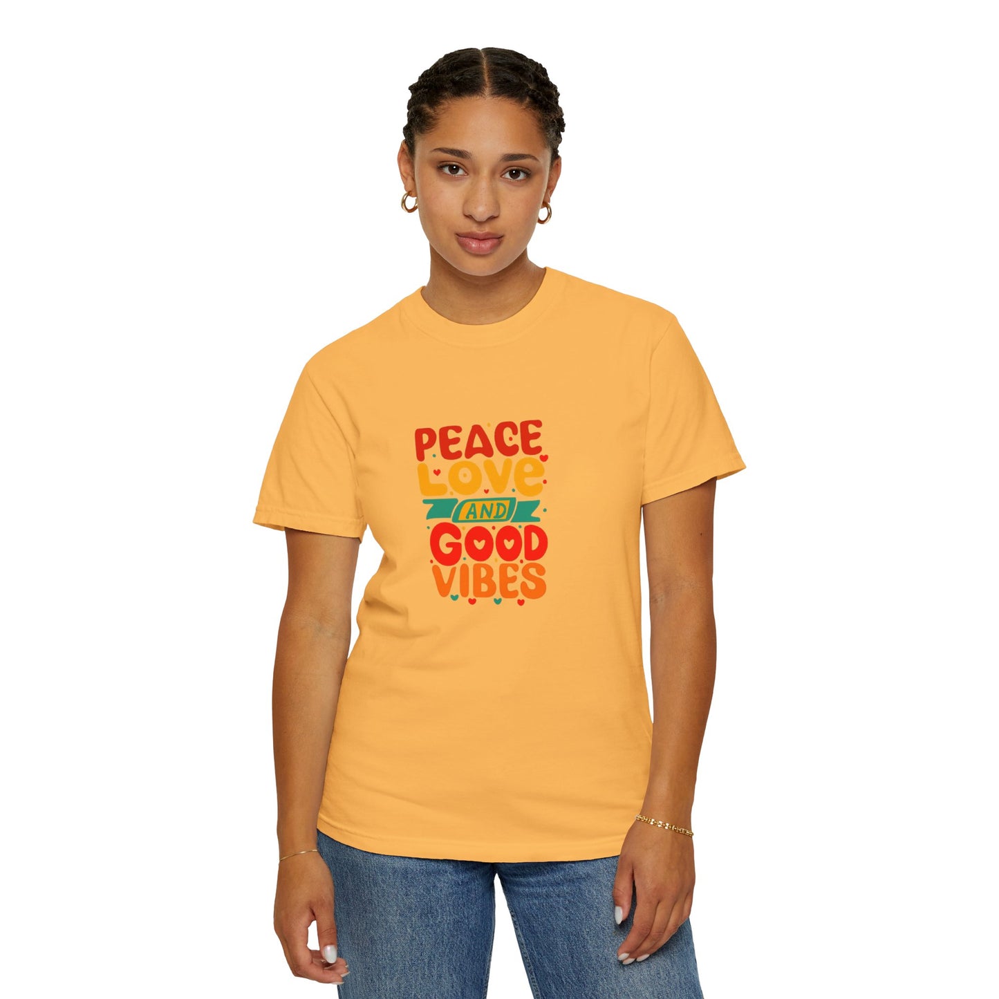 Peace Love & Good Vibes Unisex Garment-Dyed T-shirt