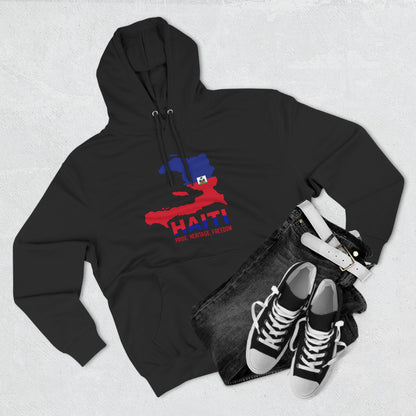 Three-Panel Fleece Hoodie HAITI Hoodie, Flag and map hoodie