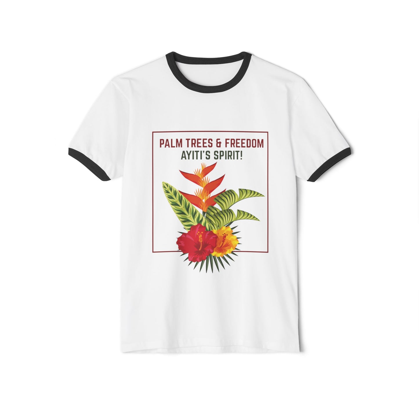 Unisex Haïtiaans bloemen T-shirt, Ayiti-spirit, geliefd Haïti, trots op de identiteit van het eiland