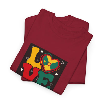 Love Grenada Heart Shaped Unisex Heavy Cotton Tee