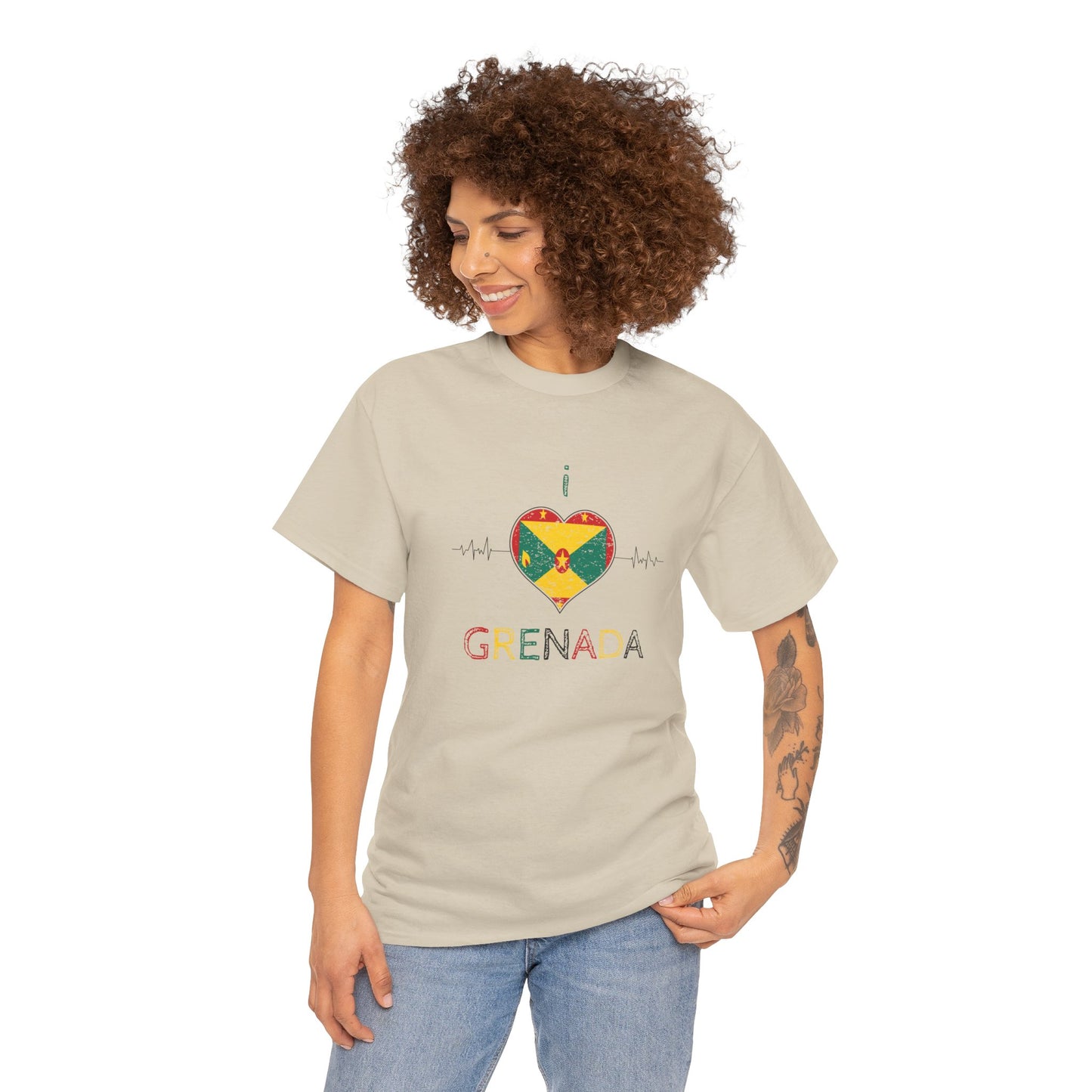 Ik hou van Grenada hartvormige vlag unisex zwaar katoenen T-shirt 