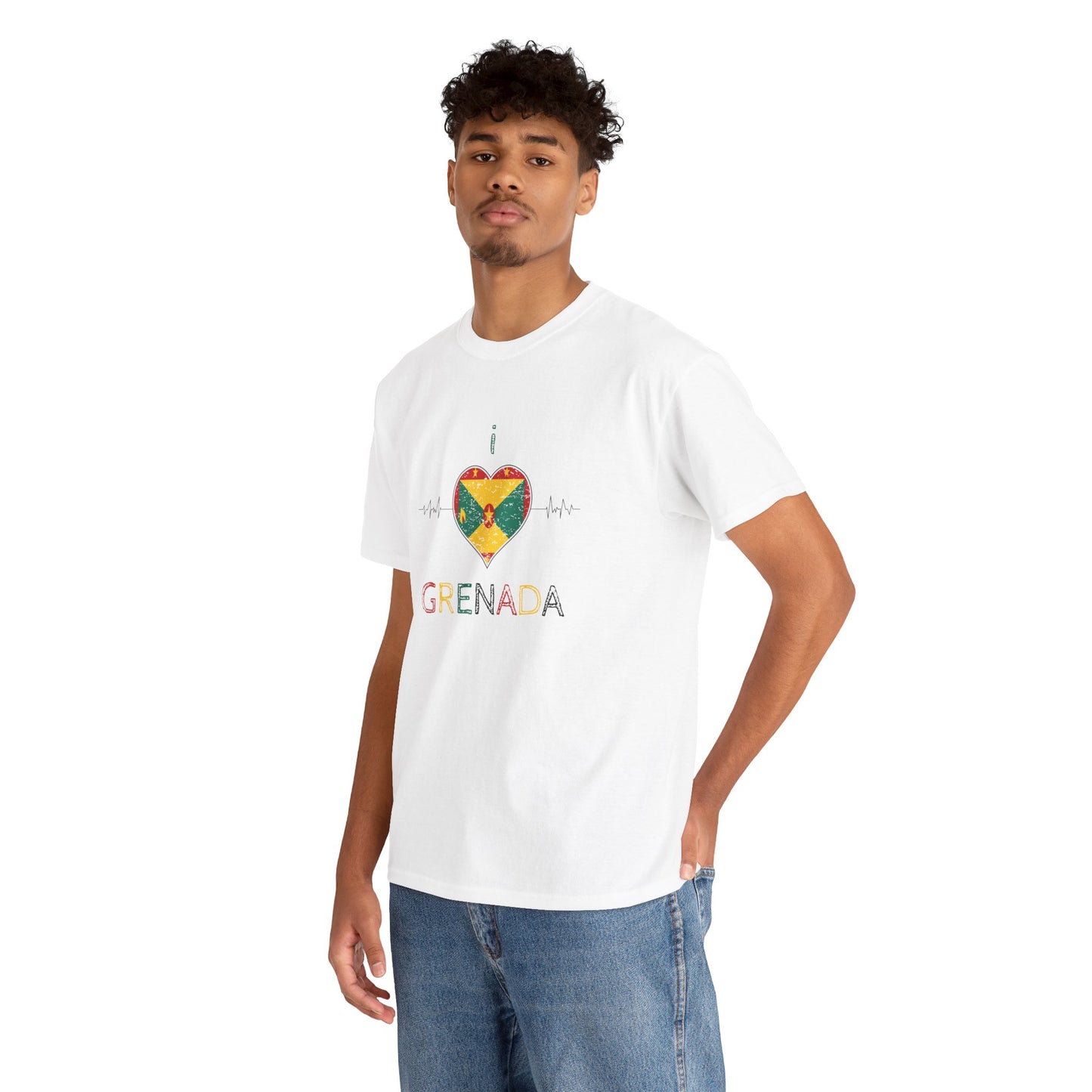 Ik hou van Grenada hartvormige vlag unisex zwaar katoenen T-shirt 