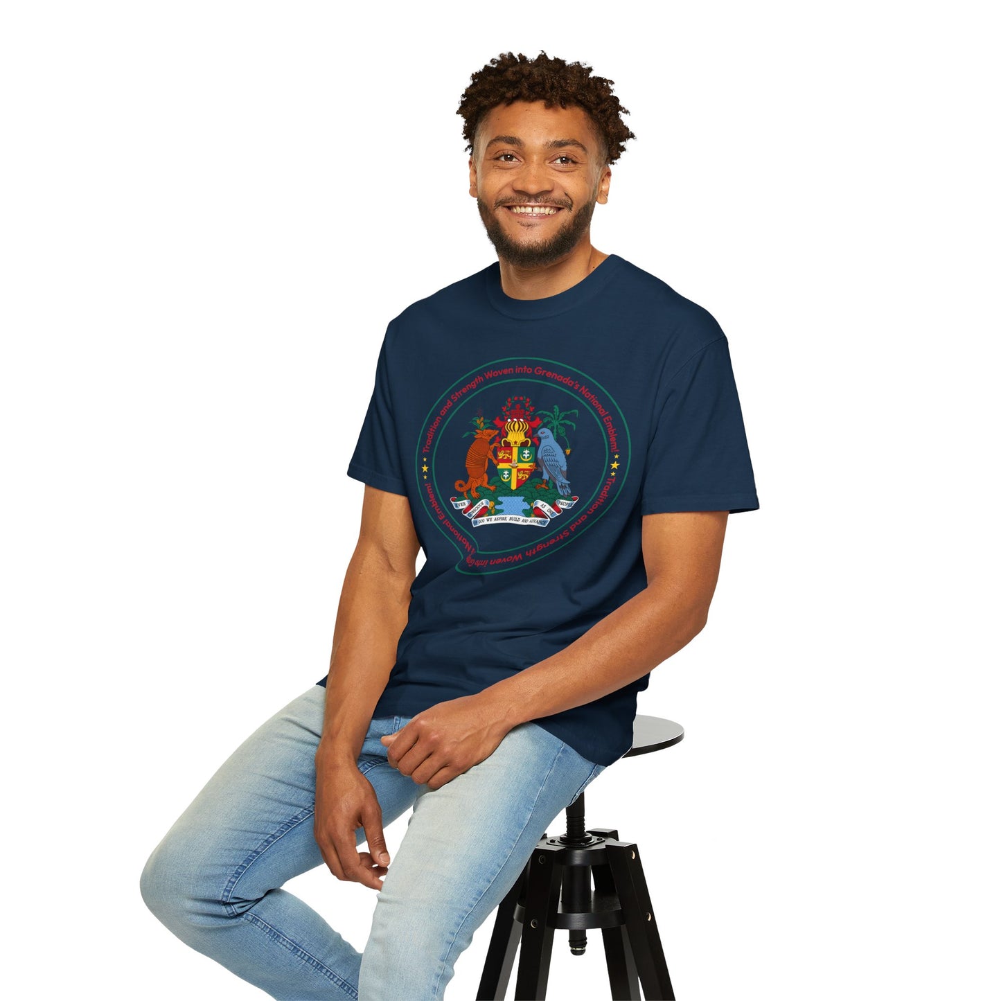 Unisex T-shirt met het nationale embleem van Grenada 