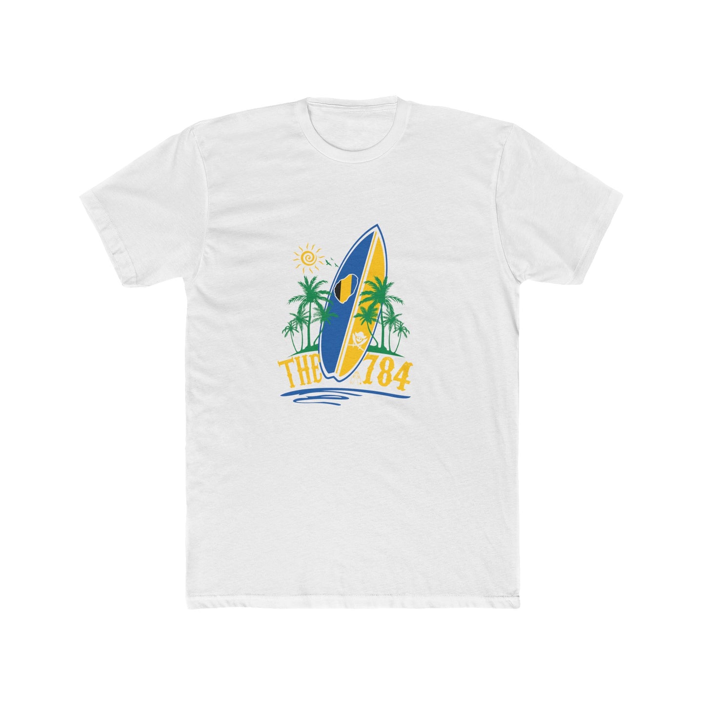 De 784 Beach Vibes Unisex Katoenen Crew Tee - Tropisch Surfontwerp