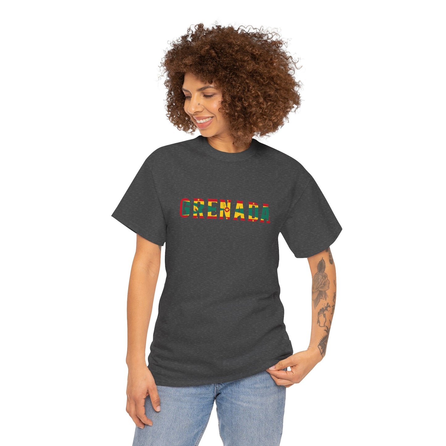 Grenada Text Flag Unisex Heavy Cotton Tee