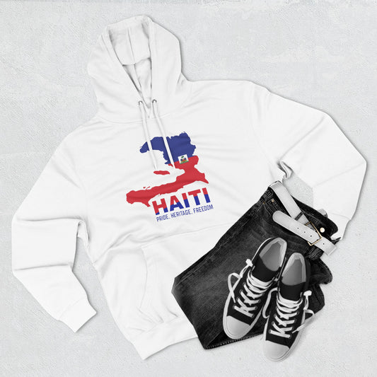 Three-Panel Fleece Hoodie HAITI Hoodie, Flag and map hoodie