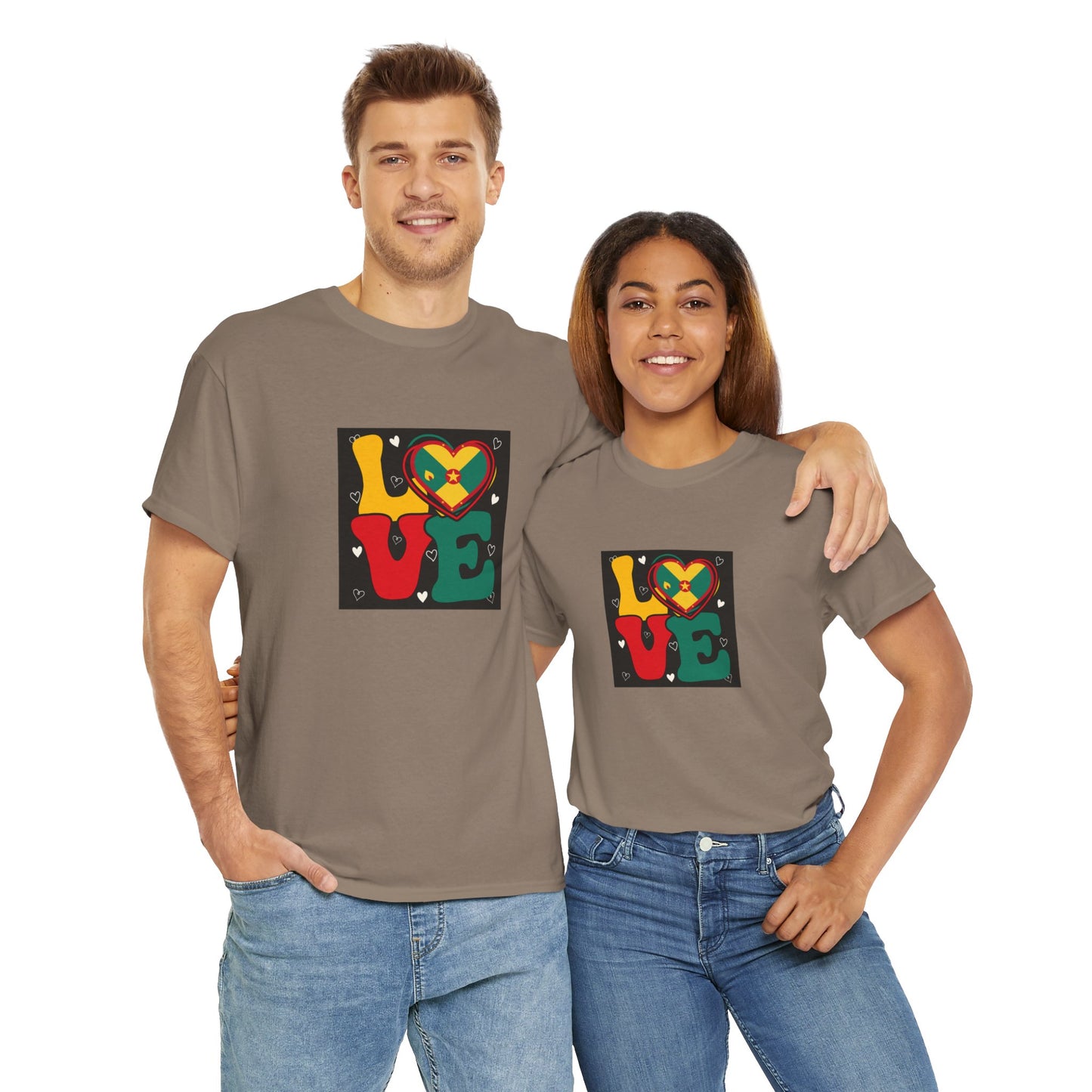 Love Grenada Heart Shaped Unisex Heavy Cotton Tee