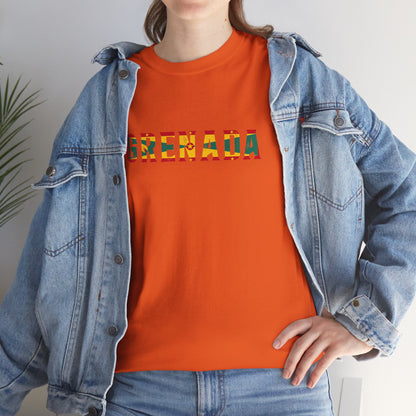 Grenada Text Flag Unisex Heavy Cotton Tee