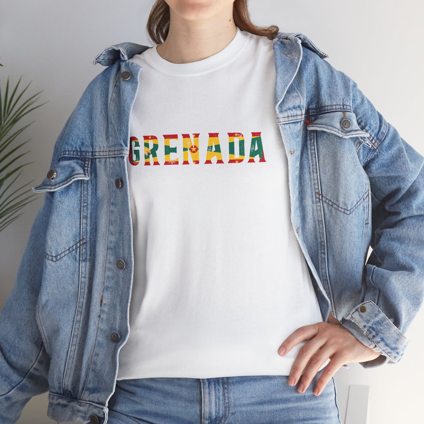 Grenada Text Flag Unisex Heavy Cotton Tee